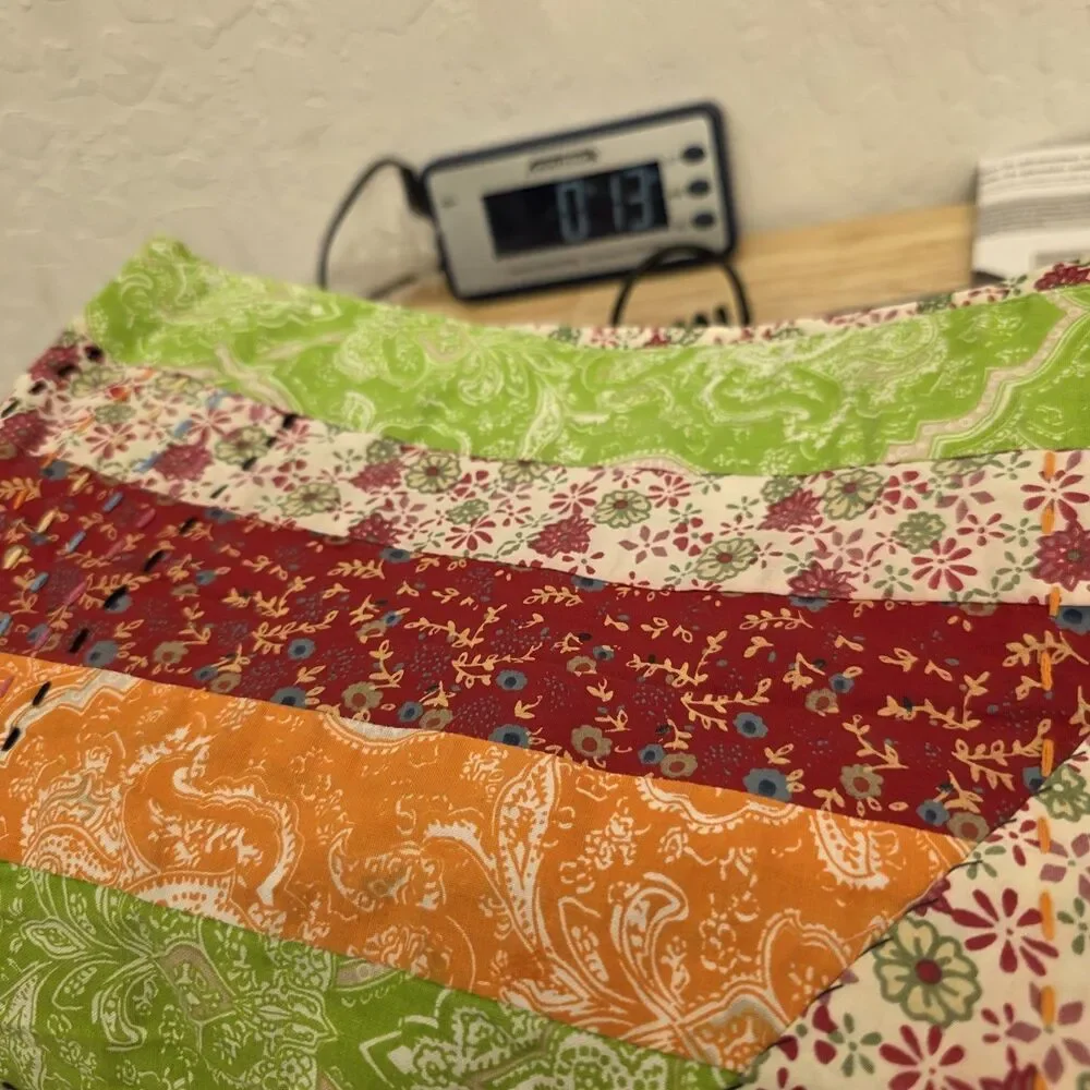 Handmade Quilted Table Runner Multicolor 84x16in Approximate